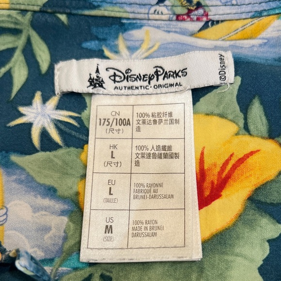 Disney Parks Mickey Mouse Floral Hawaiian Rayon Button Down Shirt Large - Picture 5 of 7